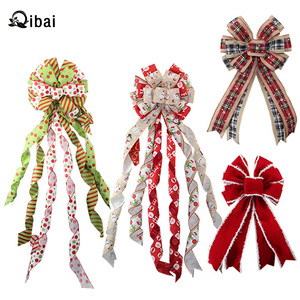 Qibai手作り小さなプラスチックリボンクリスマスツリーの木の上の弓の装飾ペンダント - Product Image 6