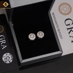 Boucles d'oreilles clous en moissanite, taille brillant rond, motif étoile, argent 925, style classique hip-hop, certifiées GRA, pour homme - Product Image 5