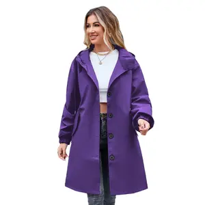 Оптовая продажа, 2024 Весенние новые модные толстовки, дышащие водонепроницаемые пальто для женщин, длинная модная куртка для женщин