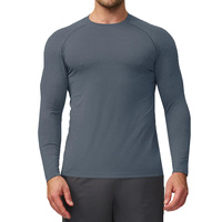 Service OEM personnalisé, t-shirt à manches longues compressé en polyester/nylon pour hommes, fitness et mise en forme