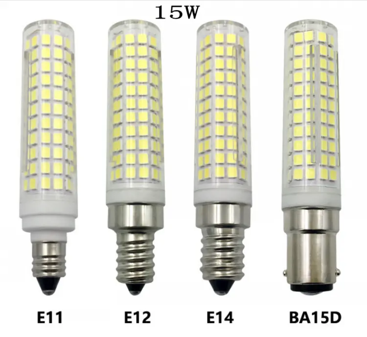 Светодиодная лампа G9 E11 E12 E14 BA15D Базовая лампа-кукуруза 136 светодиодов 2835SMD керамический Кристалл 15 Вт Заводская оптовая продажа Регулируемая яркость