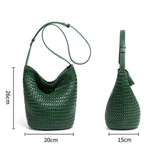 Sac seau tissé à la main, texture premium, sac bandoulière, sacs à main pour femmes, sac fourre-tout haut de gamme 2026 - Product Image 2