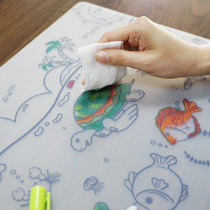 Tapis de dessin en silicone pour enfants, tapis de peinture lavable, stylo aquarelle, série Espace Océan, rond/carré - Product Image 3