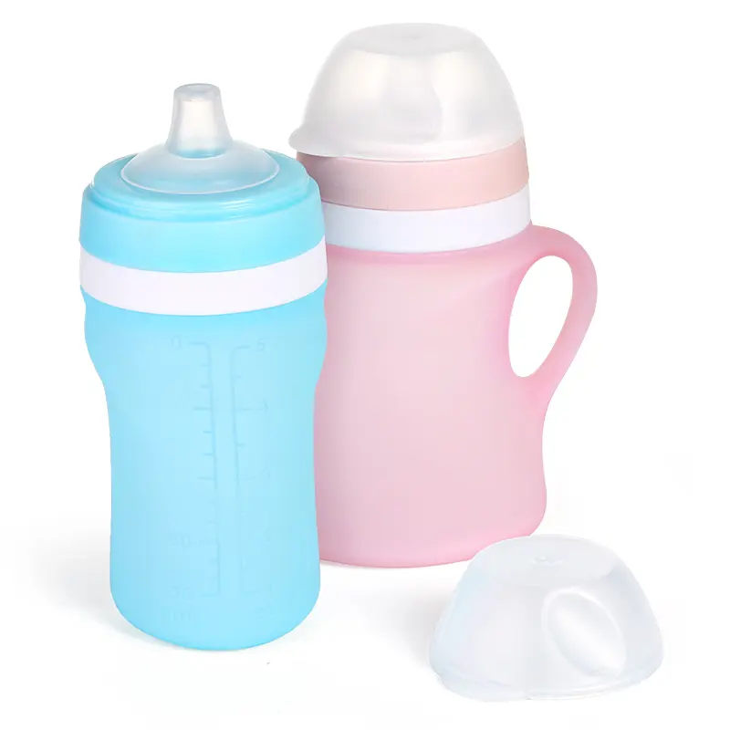 الطفل زجاجة الرضاعة لينة الغذاء الصف سيليكون المحمولة مكافحة زلة 150 مللي ضغط الطفل زجاجة تستخدم في الرضاعة