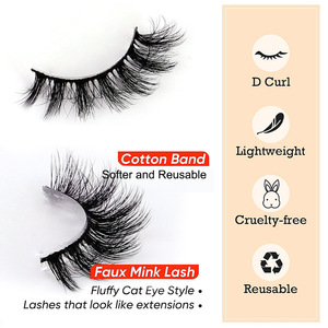 Lot de 10 paires de faux cils en vison synthétique faits à la main, style naturel, courbure DD, nouveau produit, légers, bande complète, effet œil de chat, style <span class=keywords><strong>manga</strong></span> - Product Image 3
