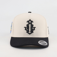 Casquette Snapback personnalisée bicolore crème et noir à calotte haute, broderie 3D en relief, casquette de baseball à 5 panneaux, ajustable, pour homme, avec logo personnalisé