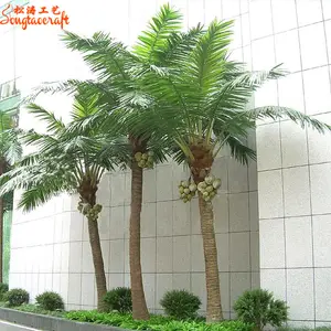 Outdoor Fake Kunstmatige Plastic Decoratieve Kokosnoot Bruiloft Palm Boom Takken En Bladeren Plant