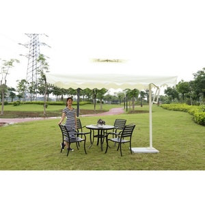 Extérieur <span class=keywords><strong>Grand</strong></span> Couleur Blanc Crème En Aluminium Coupe-Vent Plage Parasol de Jardin Parapluies Avec Base En Marbre - Product Image 1