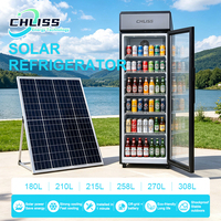 Réfrigérateur solaire à porte vitrée 225L DC 12/24V, réfrigérateur à boissons solaire hors réseau pour festival de musique