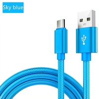 Câble de Recharge Rapide et de Données Rouge Tressé 2 m USB-A vers USB-C pour S10 S9 S8 avec Gaine en Nylon
