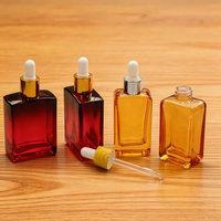 Flacons compte-gouttes en verre personnalisés de luxe, forme carrée, 10 ml, 15 ml, 30 ml, 50 ml, 100 ml (1 oz, 3 oz), pour sérum facial et huile essentielle pour barbe