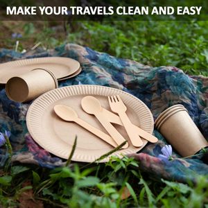 Juego de Cubiertos de Bambú Biodegradables de 170 mm, Cubiertos Desechables de Bambú, Vajilla Biodegradable para Fiestas y Campamentos - Product Image 3