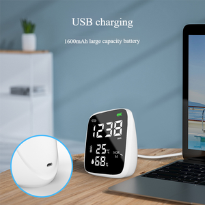 Mini détecteur de CO2 rechargeable par USB, capteur de température et d'humidité, moniteur de qualité de l'air en temps réel, alarme sonore - Product Image 2