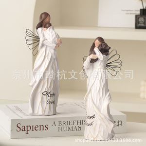 Figuras de Ángeles de Resina de la Serie Familiar, Decoración Artística para el Hogar y Escritorio, Adorno Artesanal - Product Image 5