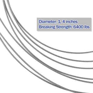 1/4 304 Stainless Steel able 7x19 Construction trands tranore irircraft able reaking enension 600 LB - Product Image 4