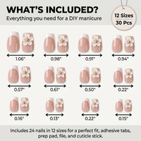 Juego de 30 Uñas Postizas Francesas con Diseño de Flores 3D, Uñas Artificiales de ABS Reutilizables, Venta al Por Mayor