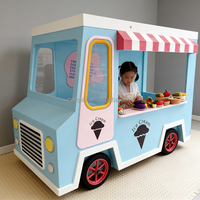 Imagination Children's Food Truck Play Room Wooden Food Truck Playhouse for Kids Indoor Pretend Restaurant Dramatic Play Center