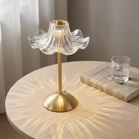 Lámpara de Mesa Inalámbrica Vintage con Pantalla de Cristal Dorado, LED con Atenuación Táctil, Decoración para Regalos de Boda y Fiestas, Carga USB, Logotipo Personalizado
