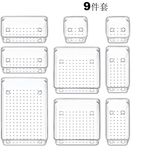 Organiseur de tiroir pour salle de bain, cuisine, bureau, maquillage, plateaux de rangement, plastique PS transparent, moulé par injection, multifonction, 5 tailles - Product Image 2