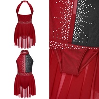 Disfraz de Baile sin Mangas para Niñas, Ropa Elegante con Diamantes de Imitación sin Espalda, Vestido de Baile Lírico, de 6 a 16 Años