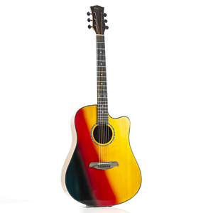 Guitare acoustique Farlley.Na 41 pouces, table massive, Dreadnought, avec éclisse, finition brillante, incrustation croisée, guitare folk - Product Image 6