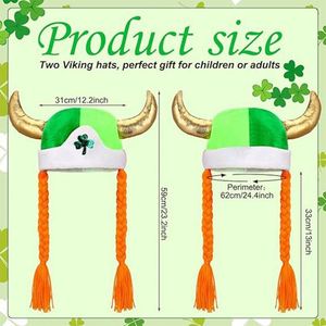 Chapeau personnalisé pour enfants, motif trèfle, pour la Saint-Patrick, avec cornes et bord incurvé, idéal pour les costumes de festival irlandais - Product Image 2