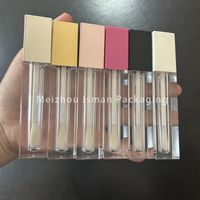 Tube de brillant à lèvres ISMAN personnalisé avec logo, 5 ml, grand applicateur, couleurs Or, Or Rose, Argent, Noir, Blanc, Rose, Contenant vide pour brillant à lèvres, Marque Privée