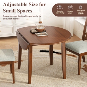 <span class=keywords><strong>Tavolo</strong></span> da Pranzo <span class=keywords><strong>Rotondo</strong></span> Allungabile, Pieghevole in Legno con Dimensioni Regolabili e <span class=keywords><strong>Design</strong></span> Salvaspazio - Product Image 2