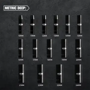 Outils de réparation automatique d'entraînement de haute qualité de 1/2 "pouces douille d'impact profonde 8mm-24mm douille en acier au Chrome Vanadium métrique