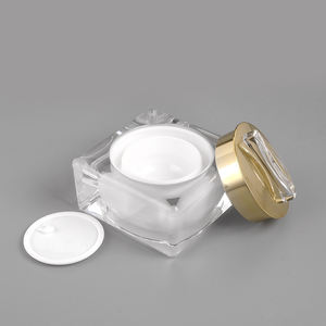 무료 샘플 고급 100ml 플라스틱 아크릴 스킨케어 포장 재고 로션 크림 용기, 흑백 로고 프린팅 - Product Image 2