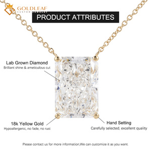 จี้เพชรทรงแปดเหลี่ยมแบบคลาสสิก ทำจากทองคำแท้ 18K สีเหลือง พร้อมสร้อยคอ ของขวัญสำหรับงานหมั้น งานแต่งงาน หรือวันครบรอบ สำหรับทั้งชายและหญิง - Product Image 5