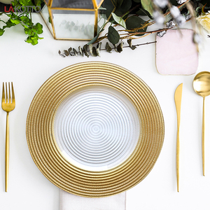 Placa transparente de cristal, placa redonda de carga dorada para decoración de boda, novedad - Product Image 2