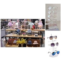 Expositor de Gafas de Sol, Soporte para Exhibición de Gafas, Organizador de Almacenamiento para 5 Gafas, Exhibidor de Joyería y Gafas de Acrílico para Venta