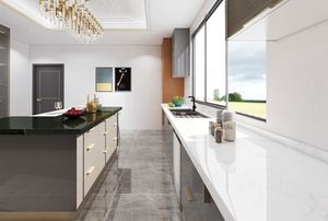 Gabinetes de Cocina Modernos de Madera de Pino Maciza con Acabado Gris Brillante Estilo Europeo, con Puertas de MDF Resistentes al Agua para Uso en la Cocina - Product Image 4