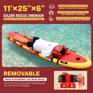 Tabla de SUP Inflable Skatinger de 11' con Tecnología Drop Stitch y 12 Asas para Salvamento Acuático en Playa - Product Image 4