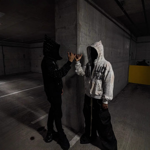 Cardigan <span class=keywords><strong>Oversize</strong></span> <span class=keywords><strong>con</strong></span> Stampa di Lettere e Strass, Giacca <span class=keywords><strong>con</strong></span> <span class=keywords><strong>Cappuccio</strong></span>, <span class=keywords><strong>Felpa</strong></span> Trendy da Uomo, Vendita all'Ingrosso - Product Image 3