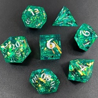 Ensemble de dés en résine de luxe faits à la main avec paillettes irisées, 7 pièces, à bords vifs, polyédriques, pour jeux de rôle de table, vente en gros
