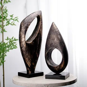 Estatuas y esculturas creativas, decoración de resina de lujo, escultura de resina de lujo abstracta moderna para mesa de consola de vestíbulo de Hotel