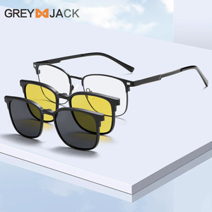Lunettes de soleil magnétiques Greyjack, monture en acier inoxydable, polarisées, vision nocturne, lunettes pour hommes, monture complète, verres TAC - Product Image 1