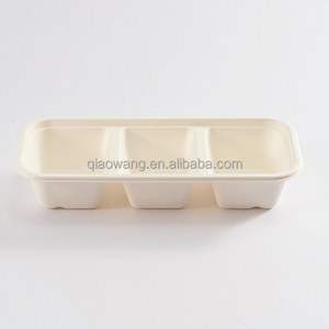 Tùy chỉnh 3-Ngăn dùng một lần và compostable bã mía Bộ đồ ăn hộp hình chữ nhật Bộ đồ ăn cho thực phẩm phục vụ - Product Image 2