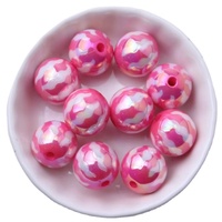 16mm Coloré Rond Lâche Acrylique Solide Impression Zig Zab UV AB Perles Brillantes pour Chunky Collier Perlable Stylo Fabrication de Bijoux