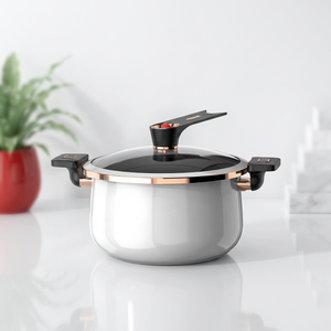 Marmite de cuisson multifonction 7L en émail avec couvercle en verre, pour soupes, ragoûts et bouillons d'os, compatible gaz et induction - Product Image 3