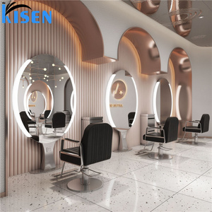 KISEN Stainless Steel Salon Display Cabinet Dressing <b>Table</b> And Storage Shelves Contemporary Full Length For Barber Shop Use - Product Image 2