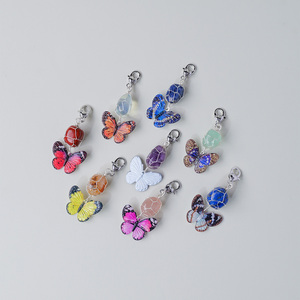 Porte-clés Papillon en Cristal Naturel Roulé, Breloque de Sac Guérison Reiki, Pendentif Clé, Cadeau, Vente en Gros - Product Image 3