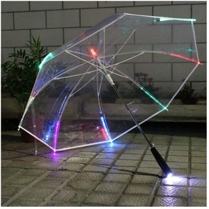 Light 7 Color LED Flashlight Transparent Handle Windproof Modern Design Customizable Colors Business Gift Straight <b>Umbrella</b> - Product Image 3