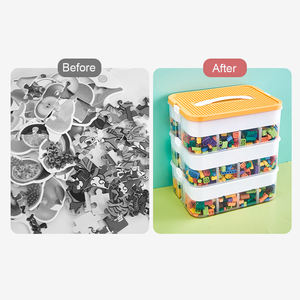 Organisateur de stockage en plastique pour blocs de construction <span class=keywords><strong>avec</strong></span> couvercles, conteneur organisateur empilable <span class=keywords><strong>coffre</strong></span> à jouets <span class=keywords><strong>avec</strong></span> compartiments - Product Image 6