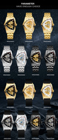 Montre Automatique Winner Brand Homme Triangle à Bracelet en Gel de Silice Bleu Squelette Mécanique