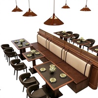 Ensemble table et chaises de style occidental moderne et minimaliste pour restaurant, salon de thé, bistro, hôtel ; Banquette commerciale semi-circulaire murale