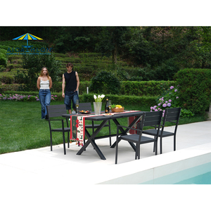 Venta al por mayor impermeable al aire libre restaurante muebles de madera <span class=keywords><strong>como</strong></span> jardín mesa de comedor y sillas Patio juegos de mesa de jardín - Product Image 5