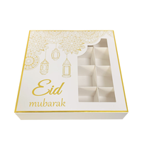 Calendrier de l'Avent Mubarak haut de gamme en forme de carré pour chocolats, bonbons et gâteaux, avec pochettes pour dates, en matériaux recyclables et recyclés